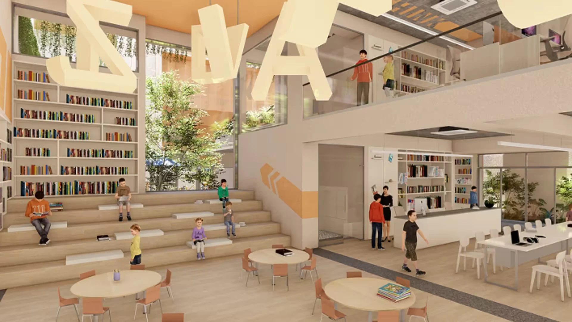 Collaborative Learning Atrium & Library